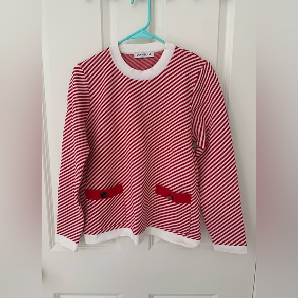 Red and White Striped Sweater - Picture 1 of 4